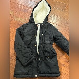 SO Black Hooded Puffer Jacket for Kids